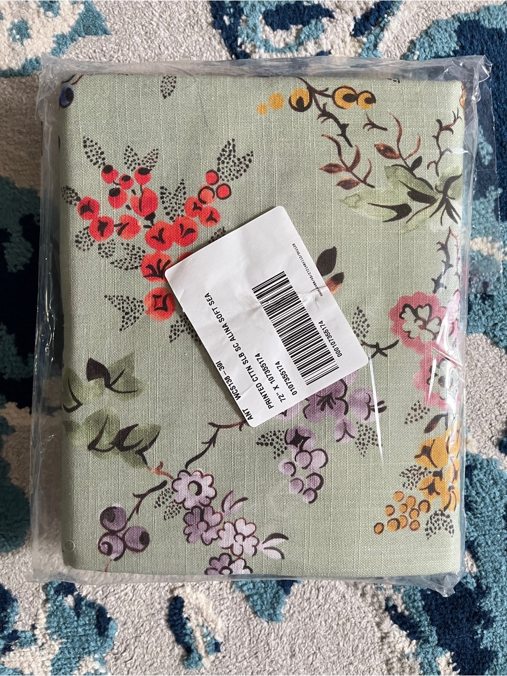 Anthropologie Floral Printed Cotton-Blend Shower Curtain in Sage Green - Picture 2 of 2